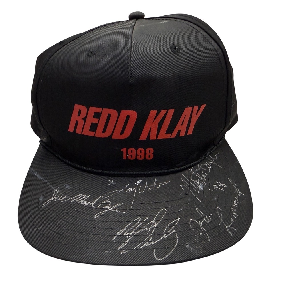 Vintage 1998 Redd Klay Signed Snapback Hat Black Red R.C.C. ASI 80330 90s Cap